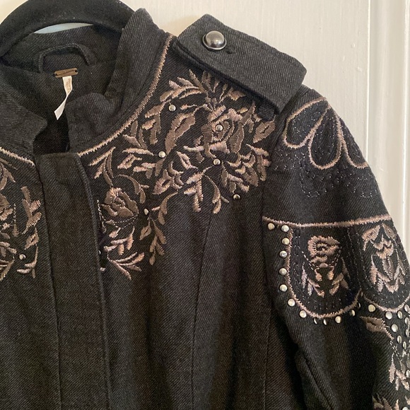 Free People Sargent Zip-up Long Sleeve Embroidered Coat - Picture 12 of 17